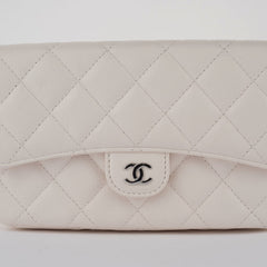 Chanel Matelasse Flap Phone Case Shoulder Bag White Women's Caviar Skin CHANEL — Like New