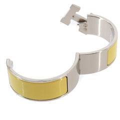 Hermes Clic Clac H PM Bangle White Jaune Citron Silver Hardware — New - Store Return