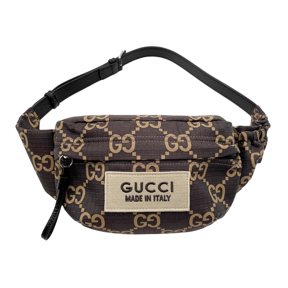 GUCCI GG Jacquard Ripstop Waist Bag Belt 767934 Nylon Brown Men's Women's — Like New