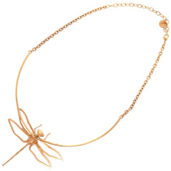 Christian Dior Like new Dior Herbarium Dragonfly Metal Resin Pink Gold Clear Necklace 1506 — Like New