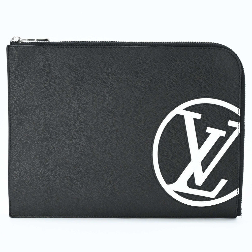 LOUIS VUITTON Pochette Jour GM Taurillon Leather Clutch Bag LV Black M67747 — Like New