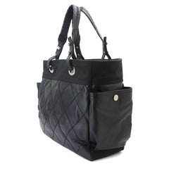 Chanel Paris Biarritz GM Tote Handbag, Nylon Leather, Black, A34210 — Like New