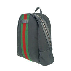GUCCI Gucci Backpack Sherry Line 630918 Black Canvas Leather Men's Women's Web Stripe — Like New