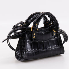 Balenciaga Neo Classic Nano Shoulder Bag/Pochette, 2-Way, Embossed Leather, Black, Double-Way, Women's — Like New