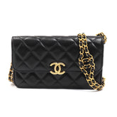 CHANEL Matelasse Flap Phone Holder Shoulder Bag, Black, AP3106, Women's — Like New