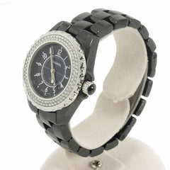 Chanel J12 33mm H0949 Genuine Diamond Bezel Ladies' Watch Black Ceramic Date Quartz — Very Good