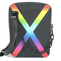 LOUIS VUITTON M30332 Taiga Rainbow Danube Messenger Pochette Shoulder Bag in Leather, Unisex, Black, Like New — Like New