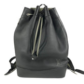 LOUIS VUITTON M55171 LV Logo Taurillon Noé Backpack Daypack Bag Drawstring Rucksack Leather Men's Women's Black — Like New