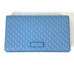 Gucci 466507 Micro Guccissima Bifold Long Wallet Crossbody Bag 3WAY Shoulder Bag blue — Like New