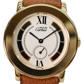 Cartier W1006922 925 Must de Ronde LM Vermeil Small Seconds Trinity Watch Gold Ivory Dial Ladies — Like New
