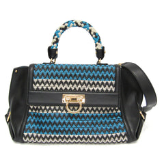 Salvatore Ferragamo Gancini Sophia DH-21 G175 Women's Leather Handbag,Shoulder Bag Black,Blue,White — Like New