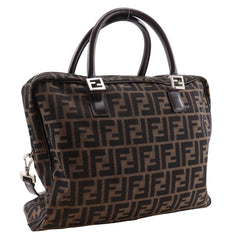 Fendi Zucca Business Bag, 2-Way Shoulder Nylon Canvas, Brown, 2-Way, A4 Size, Unisex — Like New