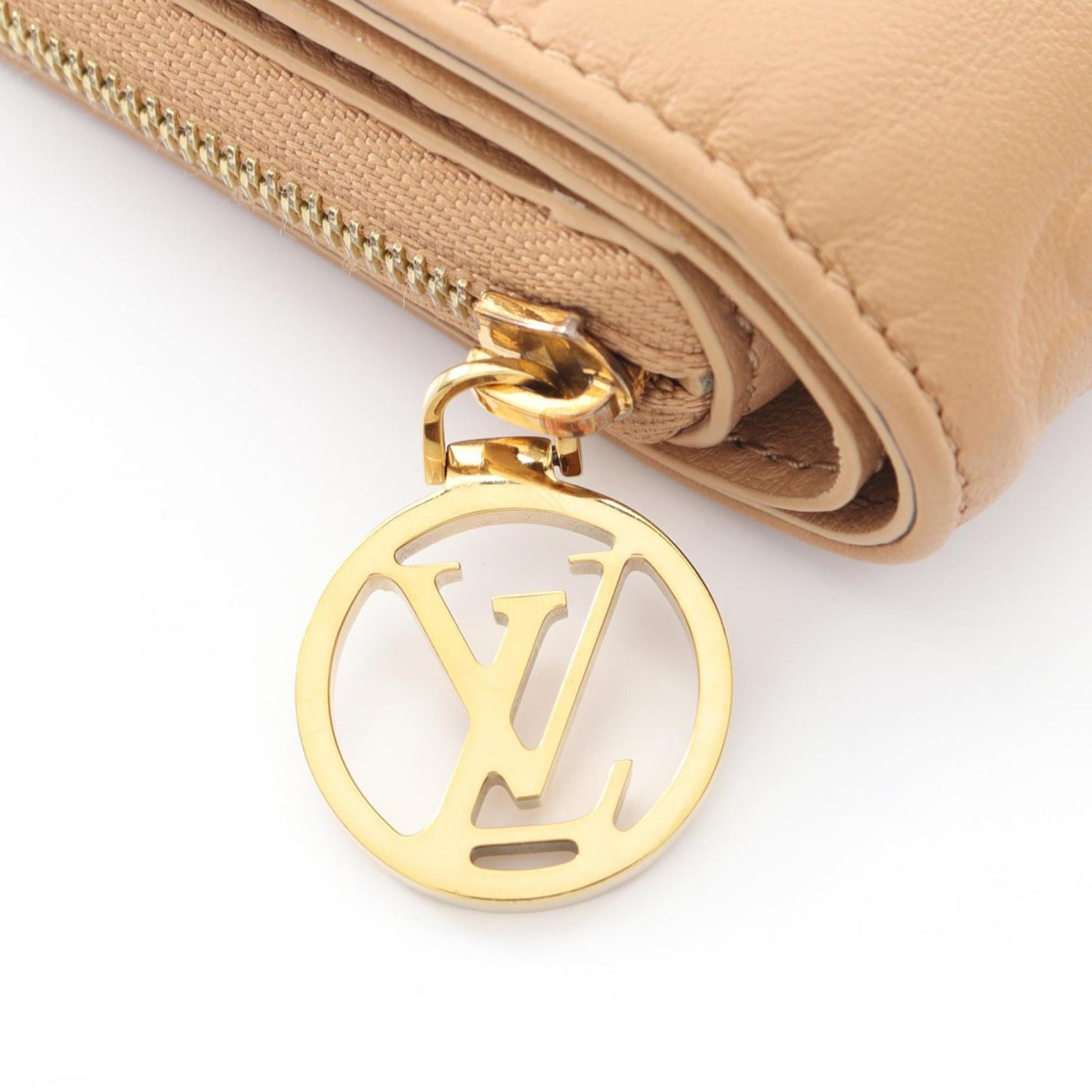 Louis Vuitton Portefeuille Lou Monogram Embossed Camel Leather Bifold Wallet, Beige, Women's, M81673