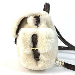 LOUIS VUITTON M11919 LV SKI Nano Teddy Backpack - 3-Way Bag (Shoulder Bag, Handbag, Rucksack) Shearling Canvas Men's & Women's Cream Beige — Like New