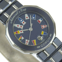 Corum Admiral's Cup Watch 39.610.30.V50 Stainless Steel x Gun Blue Quartz Analog Display Navy Dial Admirals Ladies — Good