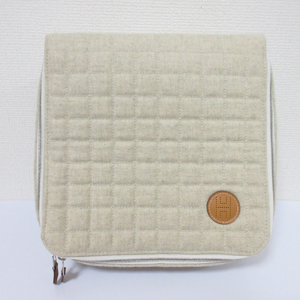 HERMES Paddock Handbag Pouch Travel Case Greige Women's — Like New
