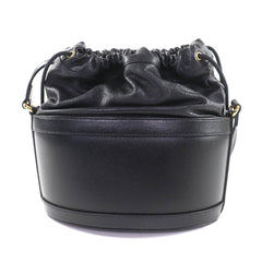 GUCCI 602118 Horsebit Leather Bucket Bag Shoulder Black Gold Hardware with Dust Made in Italy Women's — Like New