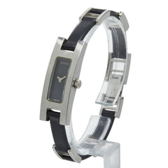 Gucci 3900L Quartz Watch, Black Dial, Stainless Steel, Leather, Women's — Good