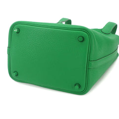 Piko Hermes Picotin Lock PM Monochrome Handbag, So Green, Taurillon Clemence Leather, Bamboo, Z Stamp — Like New