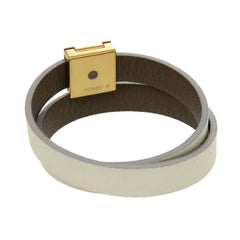 Hermes Medor Double Tour Leather White Bracelet 0030 HERMES — Like New