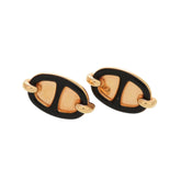 Hermes Mini Maillon Earrings, Rose Gold Hardware, Black Accessories, Black, 1401 HERMES — Like New