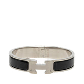 Hermes Click H PM Bracelet Bangle Silver Black Metal Enamel Women's HERMES — Like New