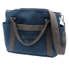 HERMES Sac de Pansage Groom Tote Bag Shoulder Toile Military Canvas Navy x Brown Y Stamp Men's Women's — Like New
