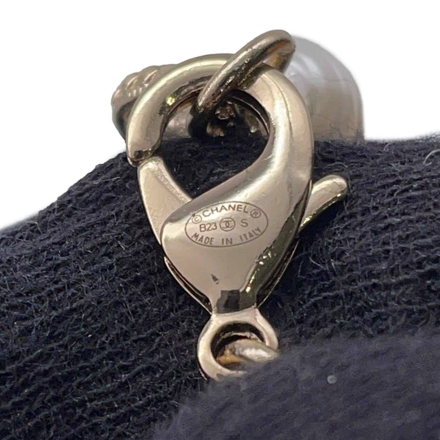 Chanel Necklace Coco Mark Fake Pearl Rhinestone B23 S CHANEL