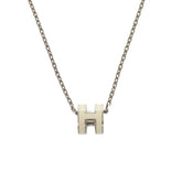 Hermes Pop H Mini White Silver Hardware Necklace Accessory 0295 HERMES — Like New