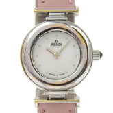 FENDI Watch 320L Stainless Steel x Embossed Leather Quartz Analog Display White Shell Dial Women's — Good