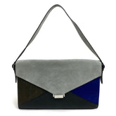 CELINE Celine Bag Metal fittings Diamond clutch Shoulder bag Clutch Suede Leather Pony Women's Gray x Black — Like New