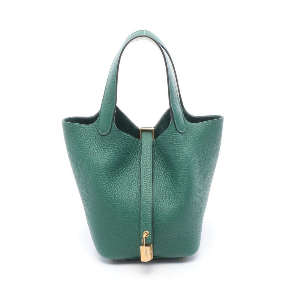 Hermes Picotin Lock Eclat PM Handbag, Leather, Taurillon Clemence, Veau Swift, Women's, Green, Vert Moyen, Peppermint — New - Store Return