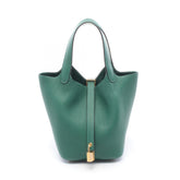 Hermes Picotin Lock Eclat PM Handbag, Leather, Taurillon Clemence, Veau Swift, Women's, Green, Vert Moyen, Peppermint — New - Store Return