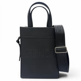 FENDI 7VA584 Leather Go-to Shopper Small 2-Way Handbag/Shoulder Bag, Black, Made in Italy, Women's — Like New