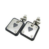Unused Hermes As de Coeur Heart Earrings Leather/Metal Black/Silver Z Stamp 0268HERMES — New - Store Return