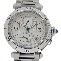 Cartier Pasha Men's Watch, Power Reserve, GMT, Date, Automatic, Stainless Steel (SS), W31037H3, Silver, Round — Good
