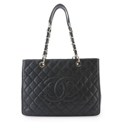 Chanel Matelasse Grand Chain Tote Handbag GST Caviar Leather Black A50995 — Like New