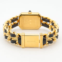 Chanel CHANEL Première M Wristwatch, Gold Plated (GP), Leather Strap, Women's, Black, H0001 — Very Good