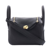 Hermes Lindy Mini Shoulder Bag/Handbag, Taurillon Clemence Leather, Women's, Black — New - Store Return