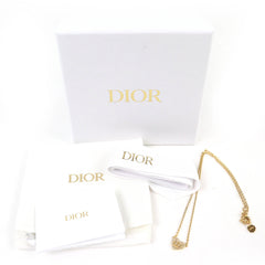 Christian Dior N3477WOMCY Clair D Lune Rhinestone CD Logo Heart Necklace 44cm Gold with Box and Dust Bag for Women — Like New