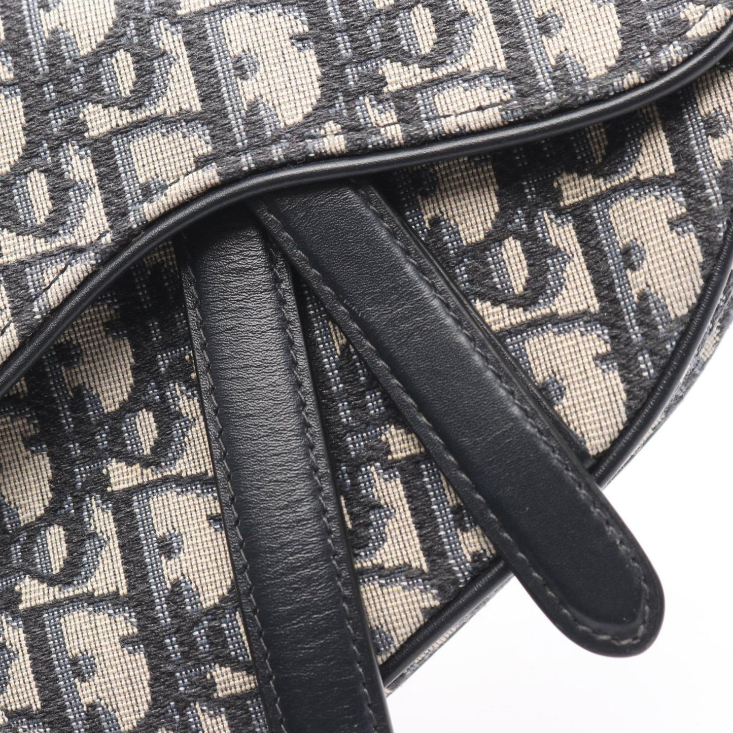 Christian Dior Dior Saddlebag Mini Oblique Jacquard Handbag Canvas Leather Women's Bag Ivory Navy Black