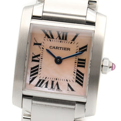 Cartier Tank Française SM Watch, Stainless Steel, Ladies, Pink/Pink Shell, W51028Q3 — Very Good