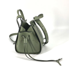 LOEWE Hammock Drawstring Bag, Mini Handbag/Shoulder Leather, Women's, Khaki, Like New — Like New