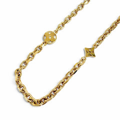 LOUIS VUITTON M02740 Chain LV Yours Monogram Flower Necklace Gold Made in Italy Men's Comes with Box and Dust Bag Highly Recommended ◎ — Like New