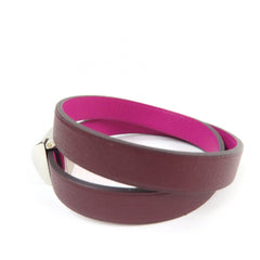 HERMES Medor Infinie Double Tour Bracelet, Leather with Silver Hardware, Purple, T3, A Stamp, Made in France, Women's — Like New