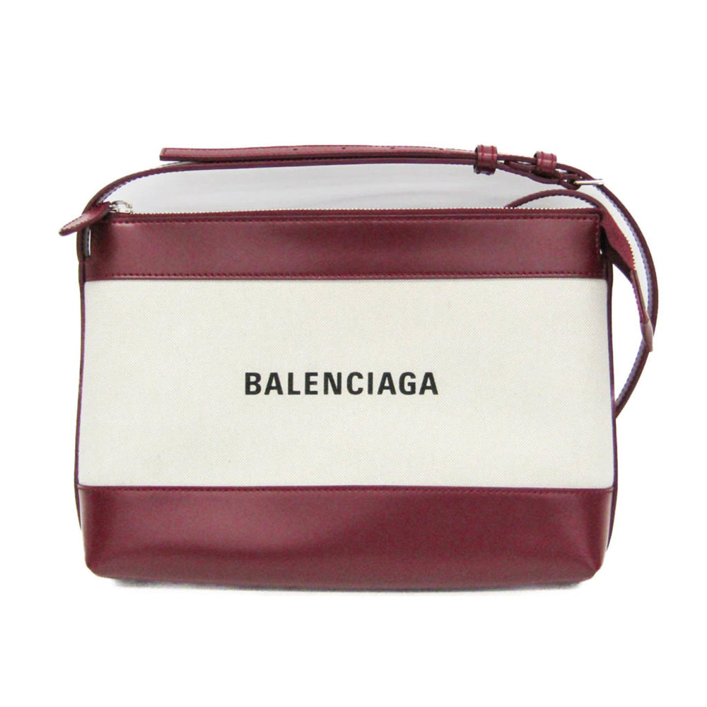 Balenciaga Navy Crossbody Bag 639497 Men,Women Canvas,Leather Shoulder Bag Off-white,Wine — Like New