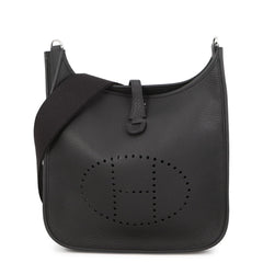 Hermes Evelyne 3 PM Shoulder Bag, Black, Taurillon Clemence Leather, G Stamp, Evelyne, Handbag, Women's, HERMES — Like New