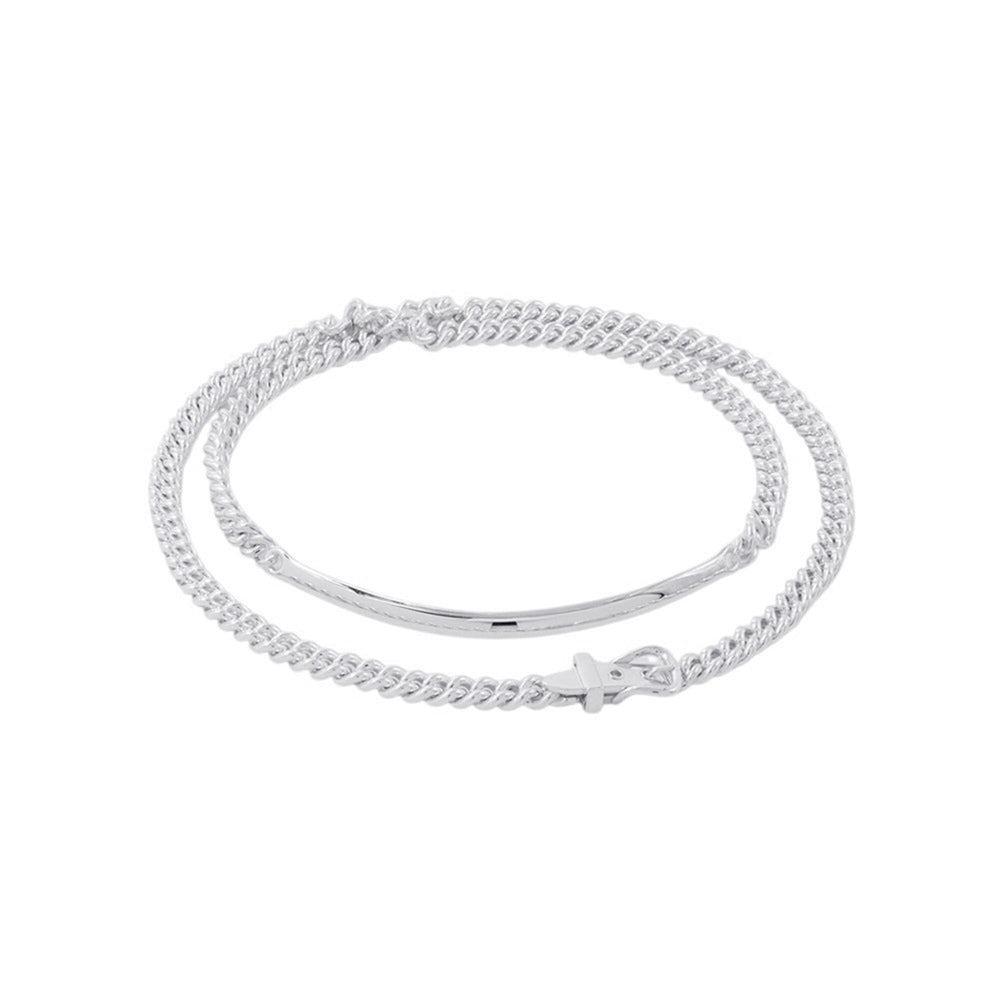 Hermes Boucles Sellier Inflexible Necklace, SV925 Silver, Size PM 42 — Like New