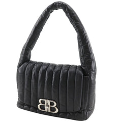Balenciaga Monaco Shoulder Bag, Quilted, Calfskin, Black, A5 Size, Turn-Lock, Women's, 787896 — Like New