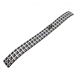 Prada choker for women, triangle logo accessory, PRADA leather, 2IC046, black, white, silver hardware — Like New